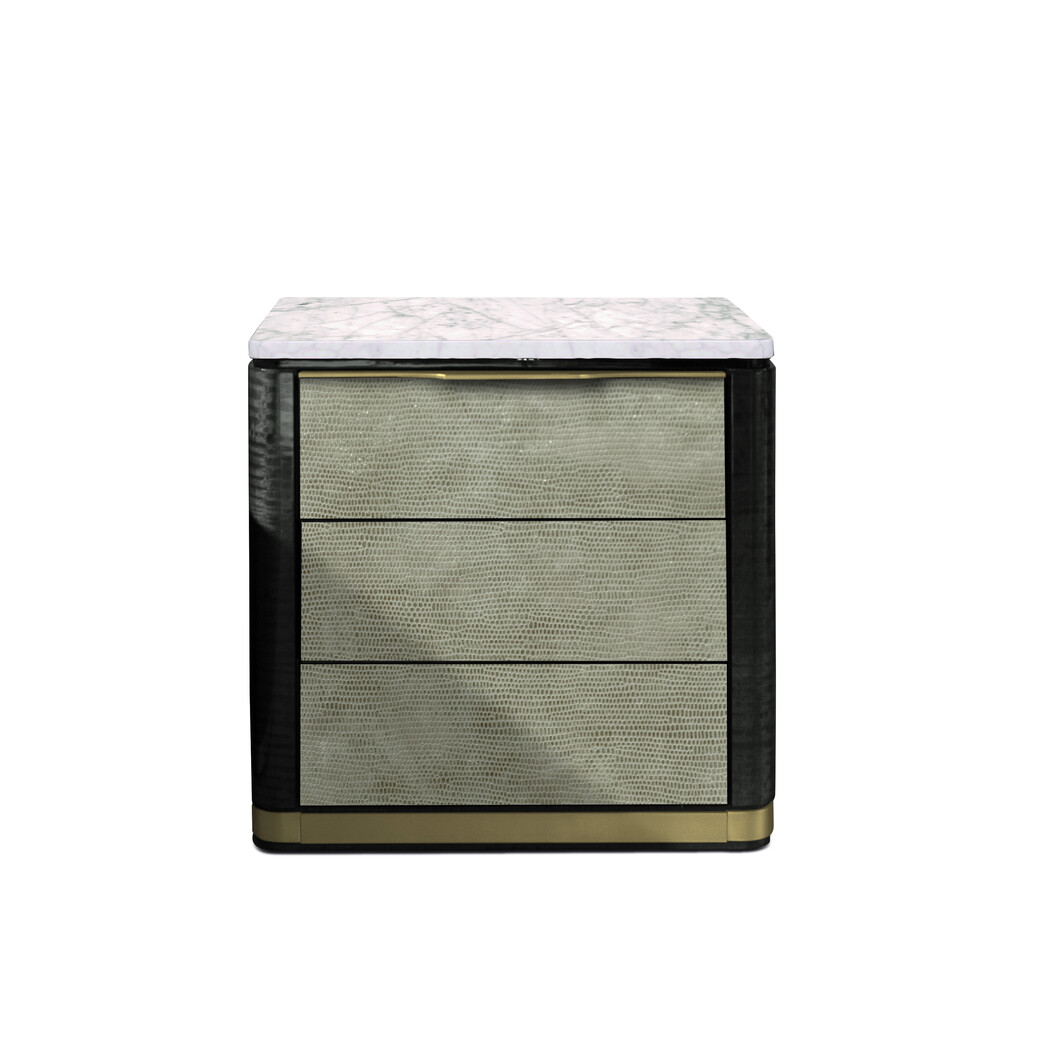 BEDSIDE TABLE (Marble & Leather front)