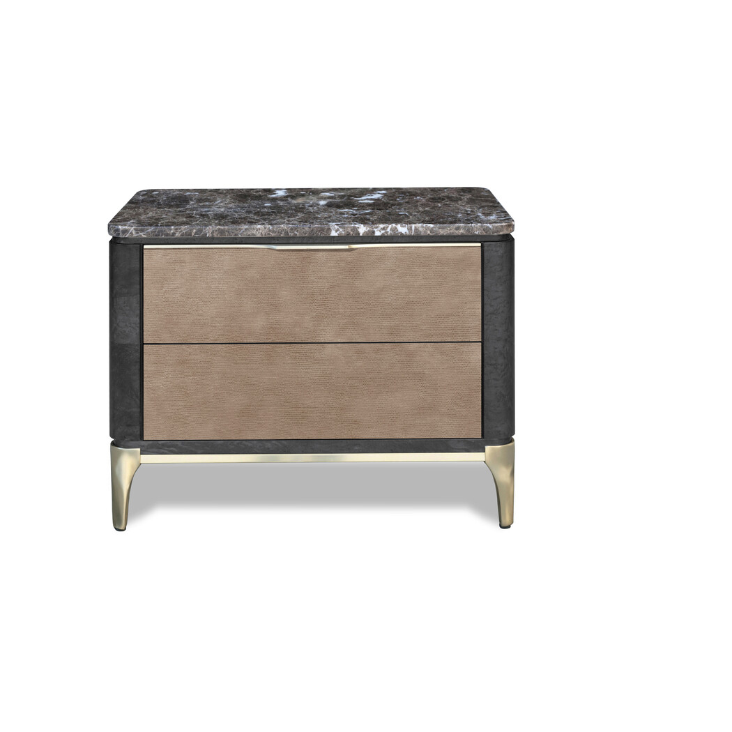 BEDSIDE TABLE (Marble top & Leather front)
