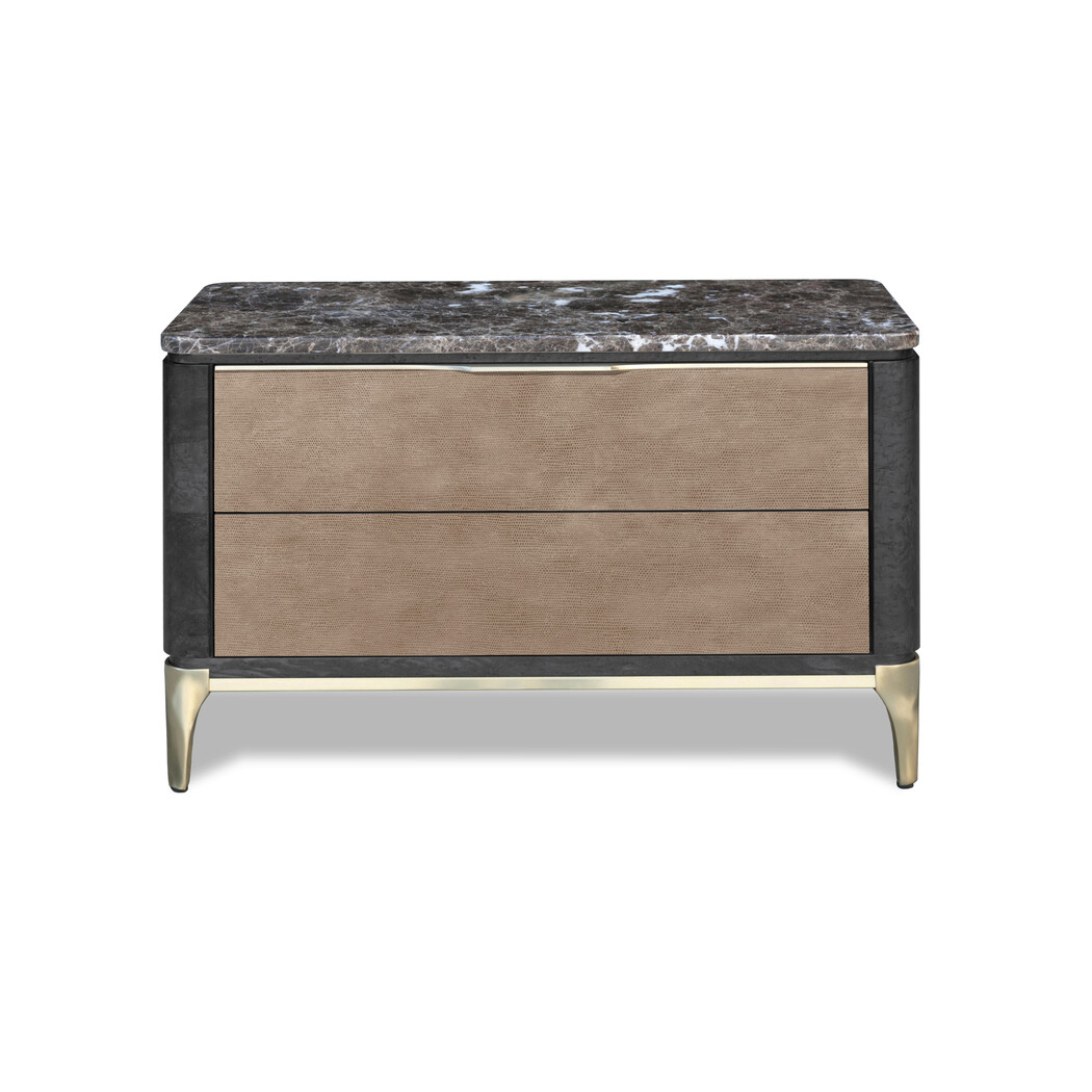 BEDSIDE TABLE (Marble top & Leather front)